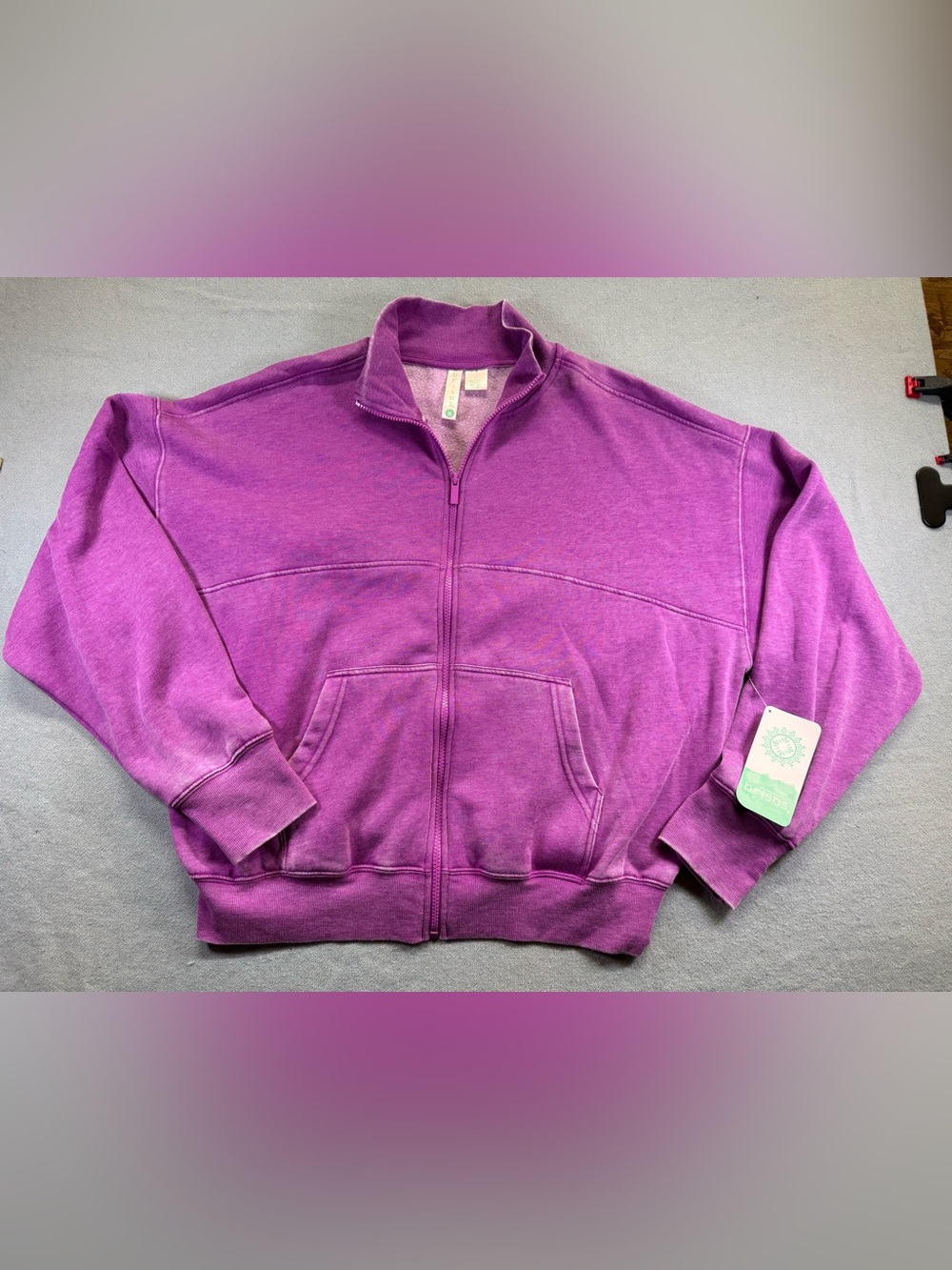 Women's Zip-Front Bomber Jacket in Purple Xl